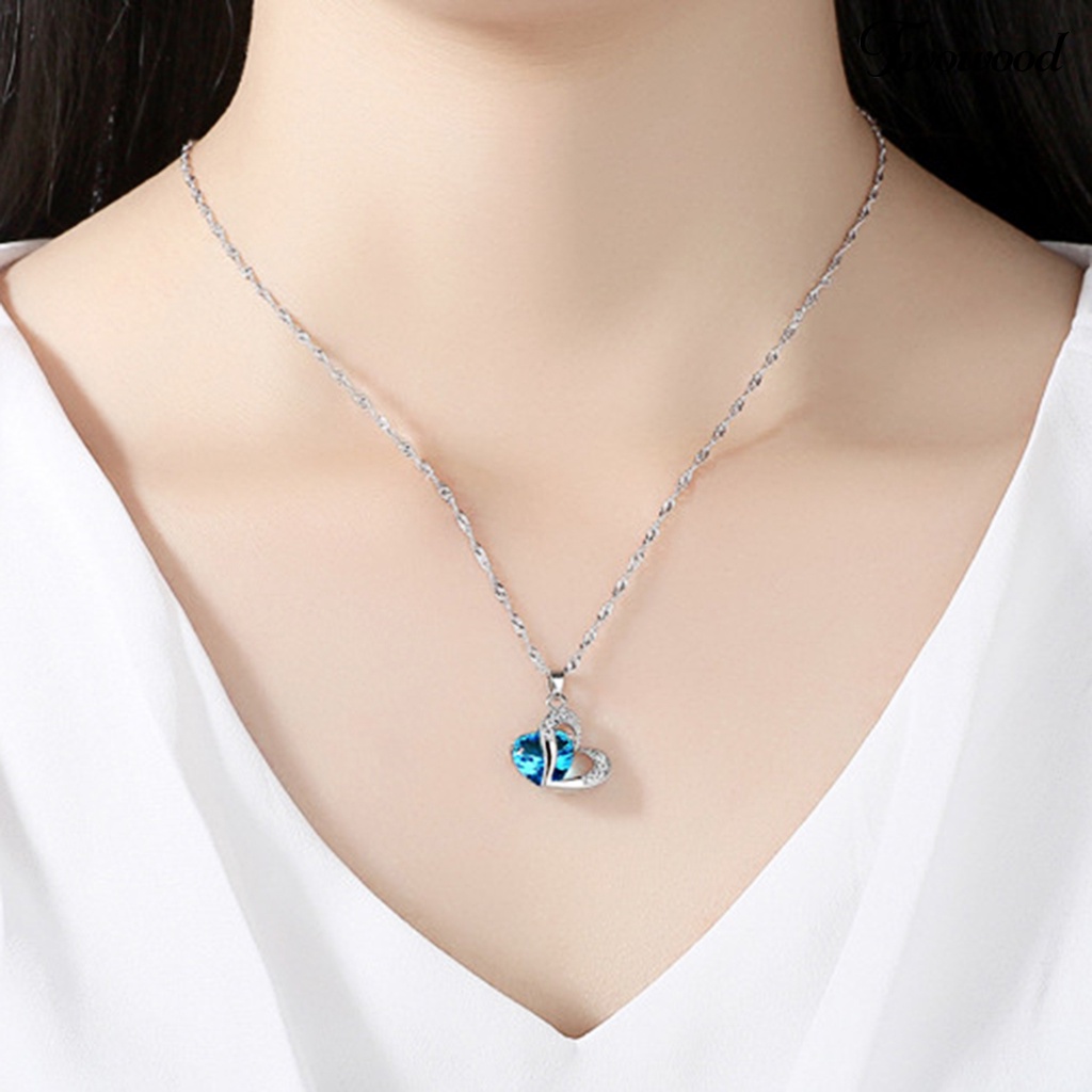 Kalung Dengan Liontin Bentuk Hati Bahan Cubic Zirconia Alloy Untuk Wanita