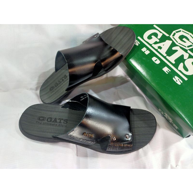 Sandal slop kulit pria GATS SR 003 Hitam/sendal slide original