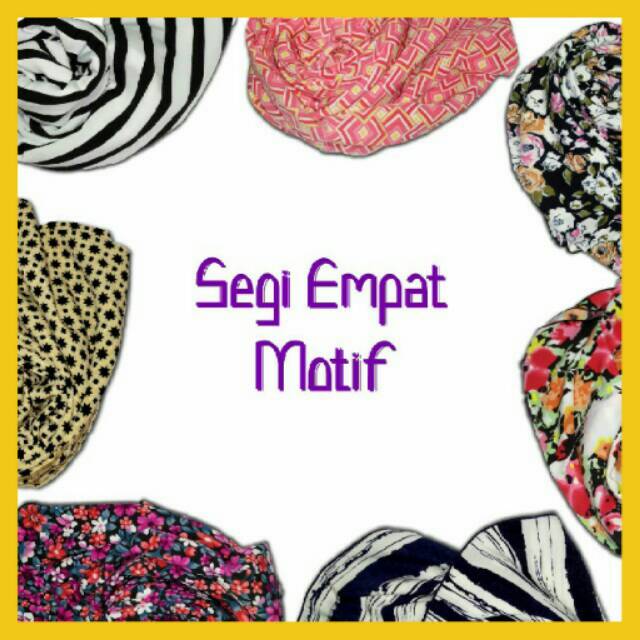 Jilbab Segi Empat Wolfis Motif