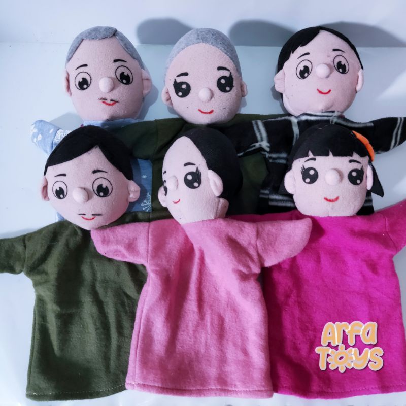 MURAH ISI 6 Boneka Tangan Keluarga Kakek Nenek, Ayah Ibu, Anak Laki Perempuan