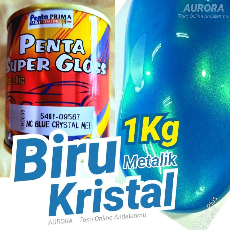 Cat Penta Super Gloss 1Kg NC Blue Crystal Met Biru Met Metalik Metallic Metalic Mengkilap Cat Duco