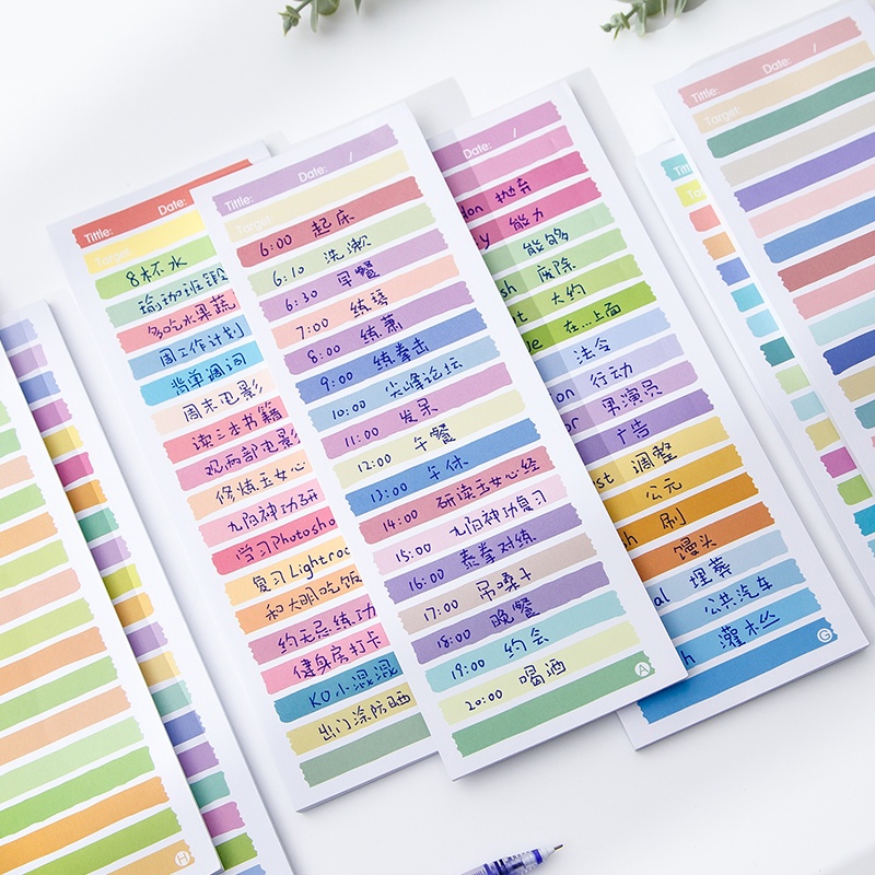 50 Lembar Buku Agenda To-do List Warna-Warni Anti Lengket