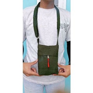 Promo Sling Bag Tas Pocket Mini Kanvas Army