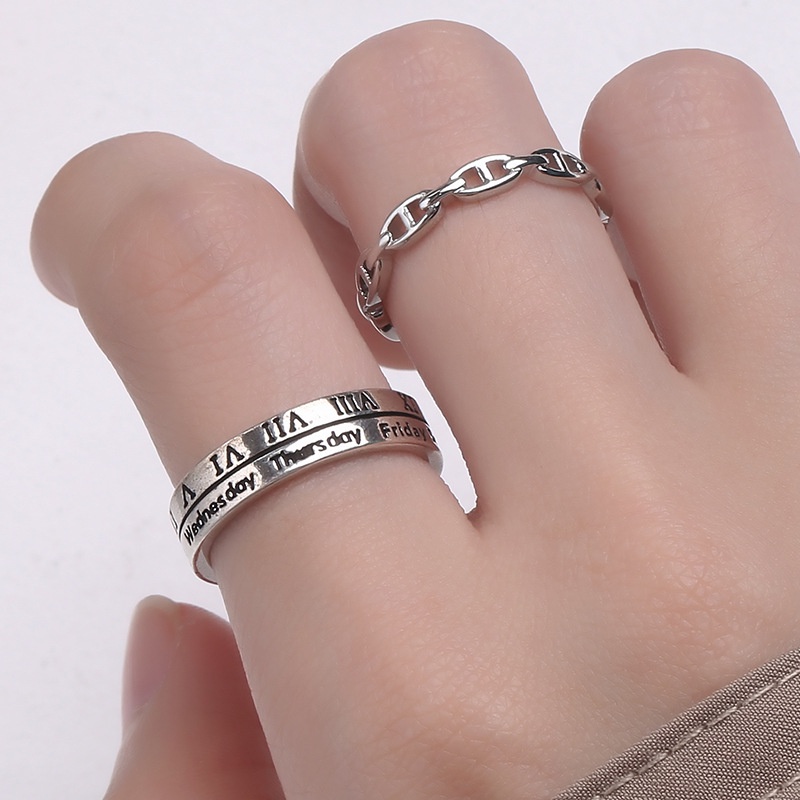 Simple Retro Roman Numeral Ring INS Wind Week Open Rings For Student