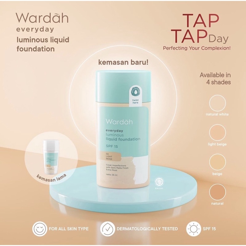 Wardah Luminous Liquid Foundation SPF15 35ML 01-04 ORIGINAL-BPOM