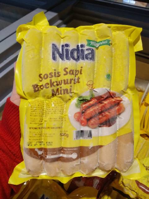 

SOSIS SAPI BOCKWURTS NIDIA 500GR ISI 6/12 frozen food sosis bakar jumbo