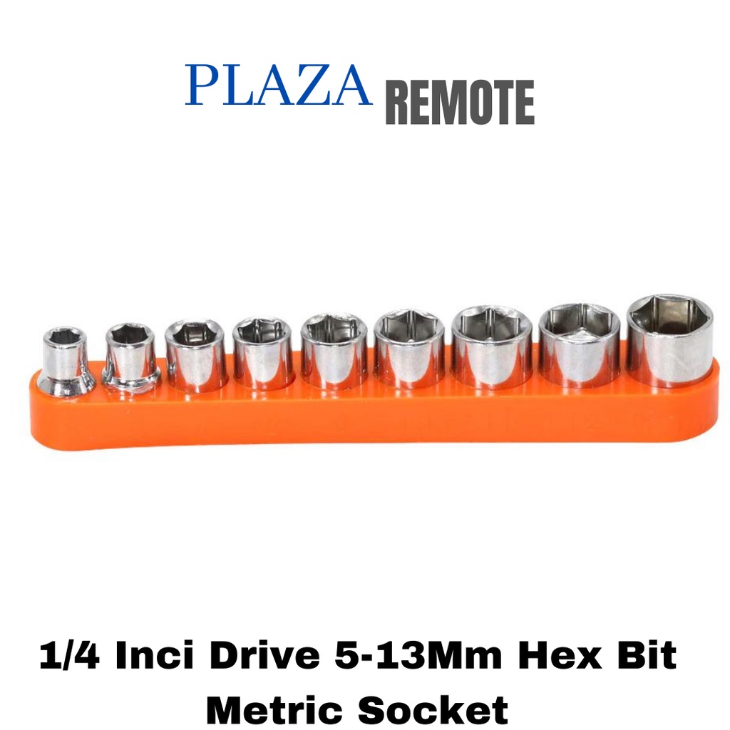 KUNCI MINI SOCK DRIVER HEX HEAD BIT SOCKET SET KUNCI WRENCH 1/4 ADAPTER 5/6/7/8/9/10/11/12/13 MM 9 PCS / PC