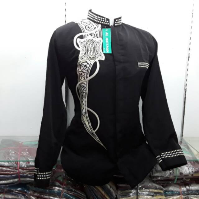 Baju Koko Pria Muslim Pria Kemeja Koko Muslim Pria Jasko Jas Koko Hitam Motif Aceh Freeongkir