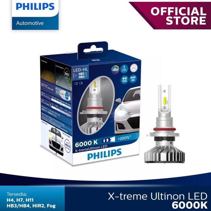 Philips Xtreme Ultinon LED HB3 / HB4 6000K Lampu Utama Putih