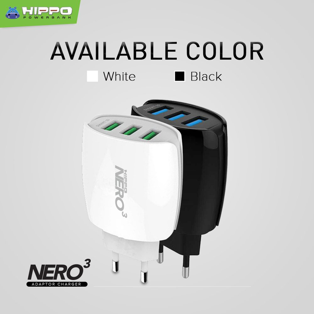 Kepala Adaptor Charger Hippo Nero 3 Lobang USB Port Original Ori For XiaoMi Samsung Oppo Vivo LG