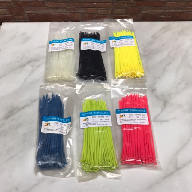 100 pcs Cable Ties XPTOOL 2,5x150mm - Kabel tis 15cm Warna Warni - Kabel Tis 15cm - Pengikat Makanan