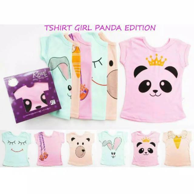 Kazel Shirt Kaos Bayi Anak Perempuan Panda Edition