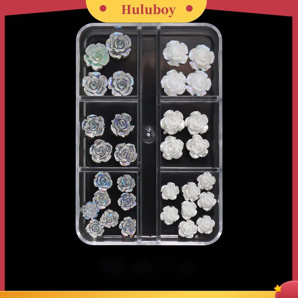 Huluboy Huluboy♡ 1 Kotak Ornamen Bunga Mini Efek Glitter Tidak Pudar Tiga Dimensi Untuk Dekorasi Kuku Wanita