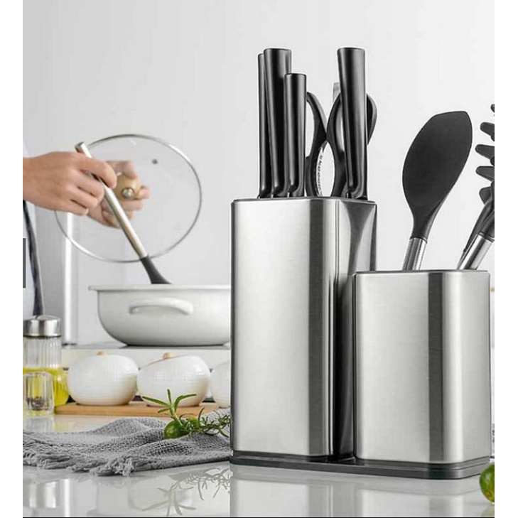 Idealife IL-160B Tempat Wadah Pisau Spatula Capit Double Knife Holder WL Shop WLShop1 elegan stainless