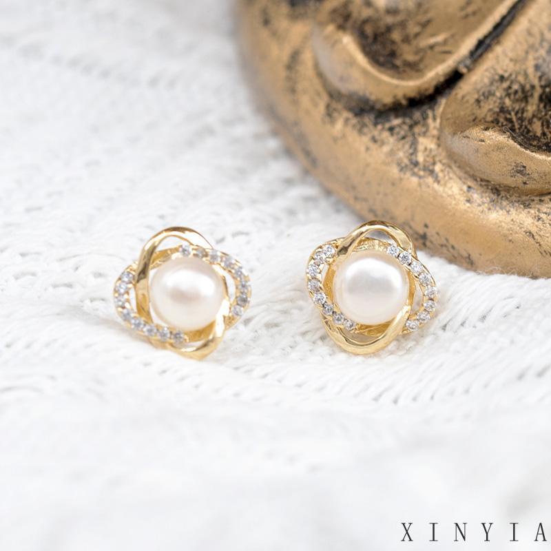 Anting Mutiara Berlian Kecil Untuk Wanita