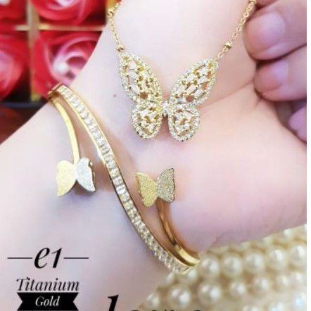 Titanium Set Perhiasan Kupu 2228