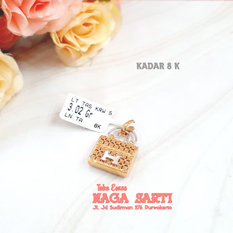 Liontin emas model tas fashion kadar 8k (375)