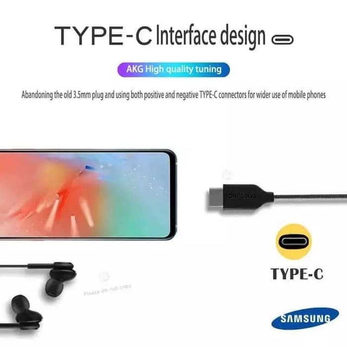 ORIGINAL HANDSFREE HEADSET EARPHONE AKG USB TYPE C SAMSUNG A56 A36 A16 A55 A35 A34 A54 S20 S21 FE A33 A53 A73 5G NOTE 20 ULTRA
