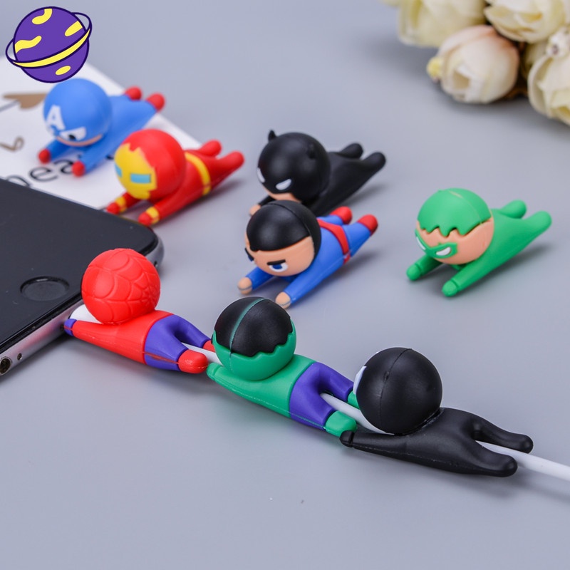 Marvel Cartoon Spider-Man Iron Man Venom Android iPhone Data Cable Protector Charging Cable Bit