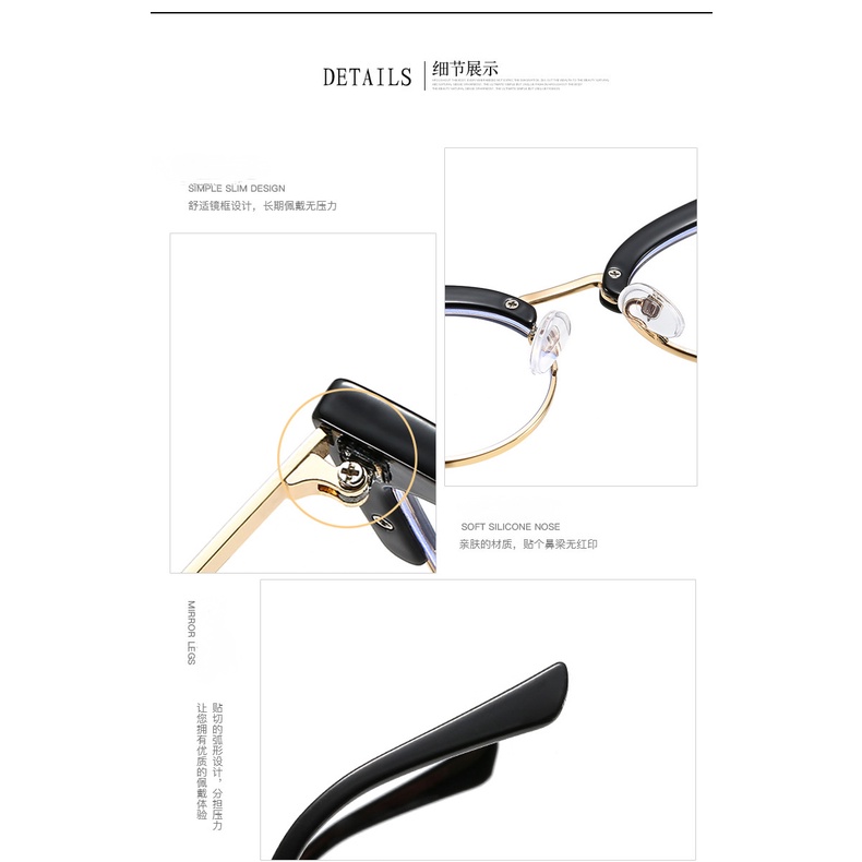 Kacamata Cat Eye Setengah Frame Anti Radiasi Aneka Warna