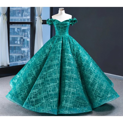 Gown pengantin sabrina Bling-bling Off Shoulder Elegant Sexy Women Gown