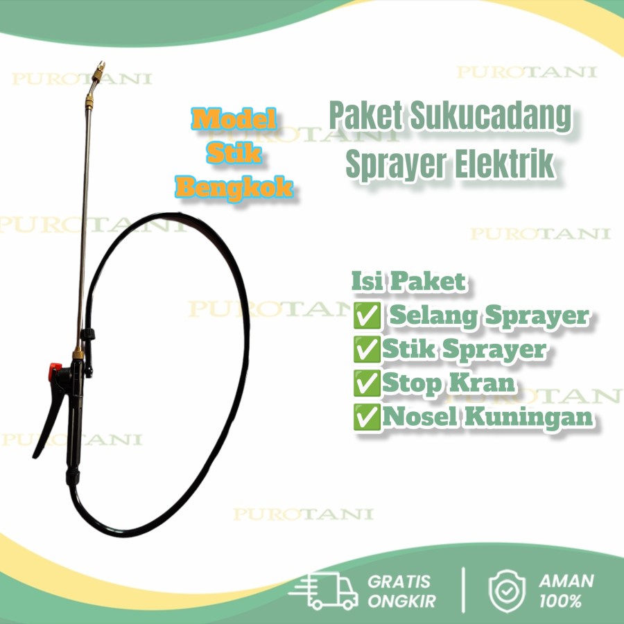 Paket stop kran sprayer elektrik stik kuningan selang nosel