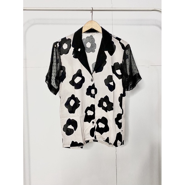 KEMEJA WANITA CASUAL LACE TOP KOREAN STYLE / ATASAN WANITA BAJU WANITA KEKINIAN MOTIF KOMBINASI