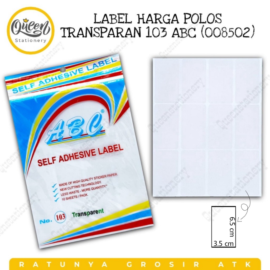 

LABEL HARGA POLOS TRANSPARAN 103 ABC (008502)/STIKER HARGA/LABEL UNDANGAN