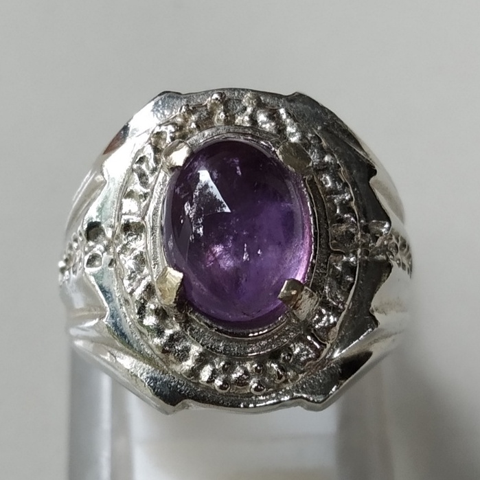 Cincin batu akik asli alam pria/wanita kecubung ungu ametys top quality