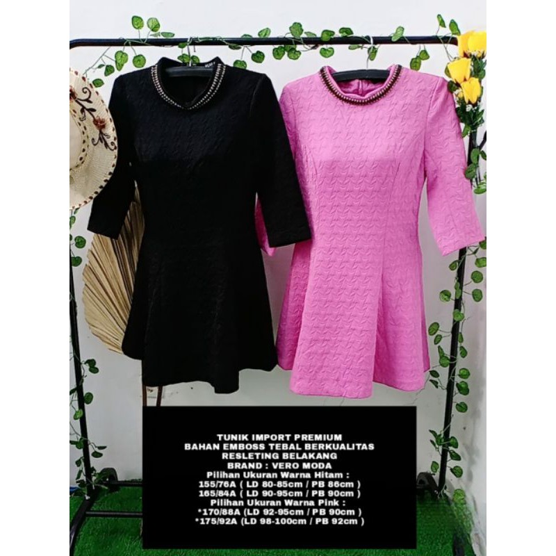 BAJU TUNIK DRESS PESTA WANITA KUALITAS IMPORT PREMIUM BRANDED BANGKOK BAHAN EMBOSS TEBAL