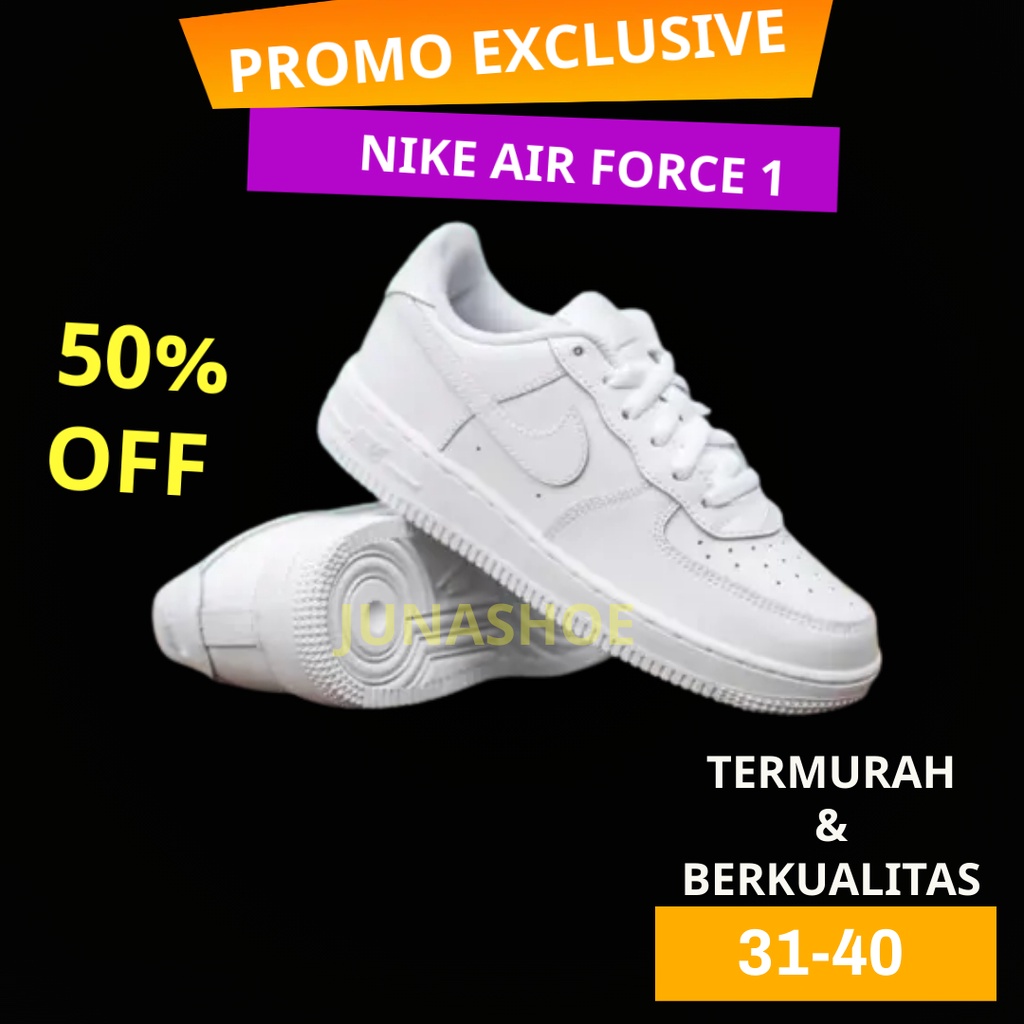 sepatu wanita pria air force 1 putih polos sepatu sneakers import cewek cowok