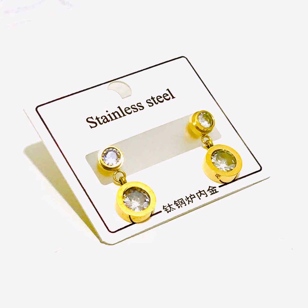 Anting Titanium Kasual Wanita Lapis Emas Anti Karat Model Tusuk AT-21-20