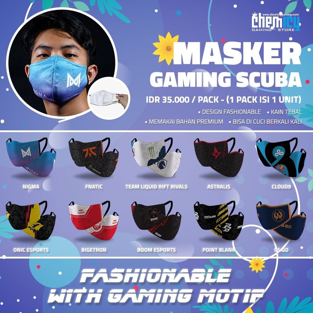 Masker Gaming Kain / Cloth Mask Premium Tim / Team Esports