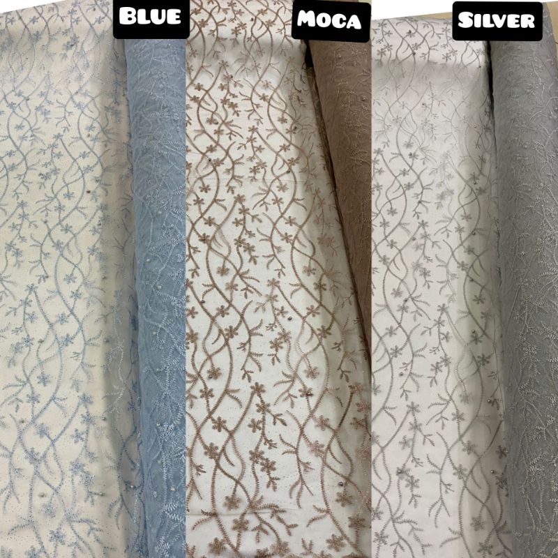 TILE AKAR MUTIARA FULL BORDIR / BAHAN KEBAYA / TILE KEBAYA