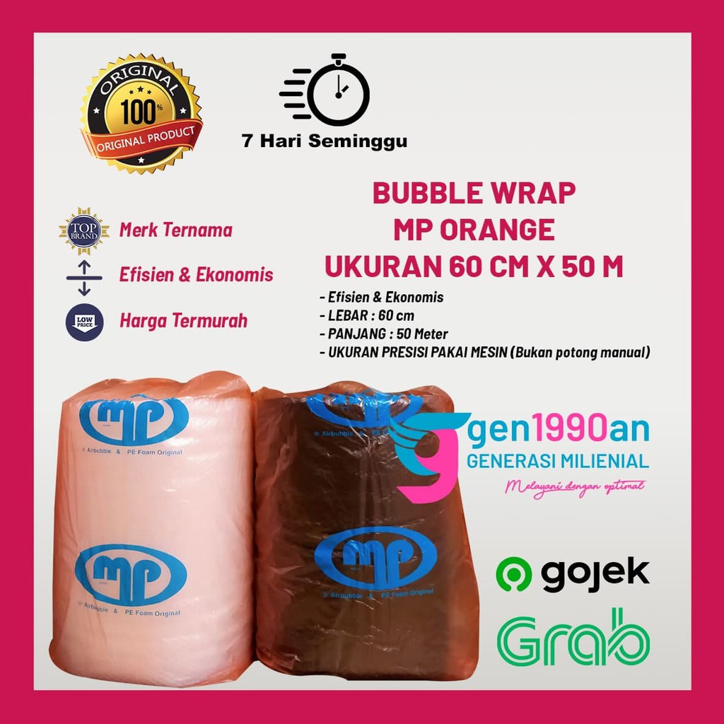 

Plastik Bubble Wrap 50 m x 60 cm Mulia Pak Orange TOMANG JAKBAR