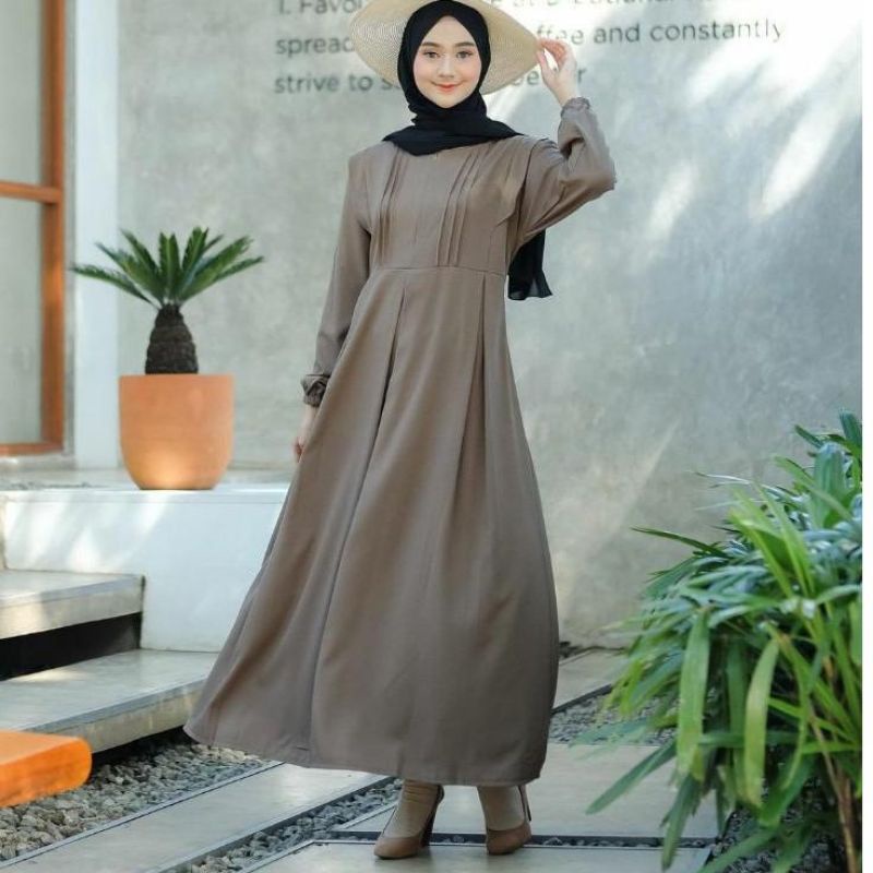 TANISHA DRESS CRINCLE AIRFLOW SIZE  S M L XL gamis terbaru/ termurah remaja terkini