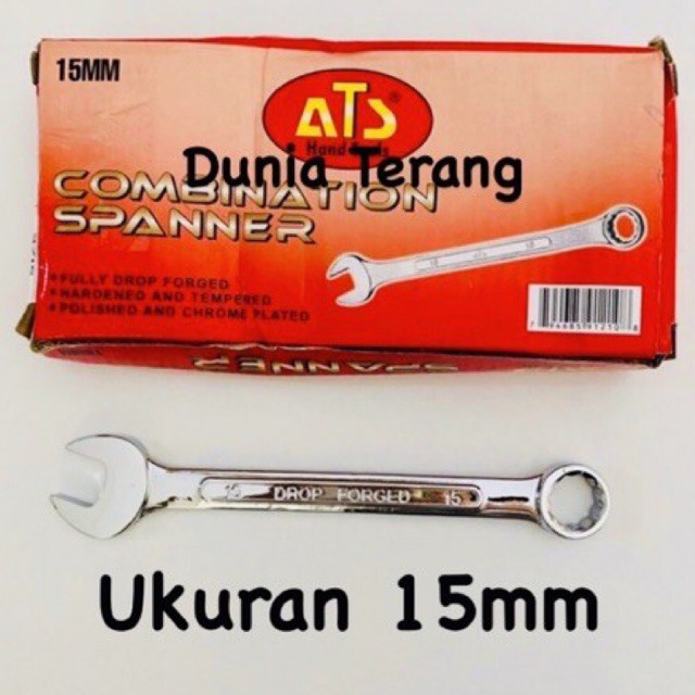 Kunci Ring Pas ATS 15 mm - Kunci Kombinasi 15mm - Combination Spanner