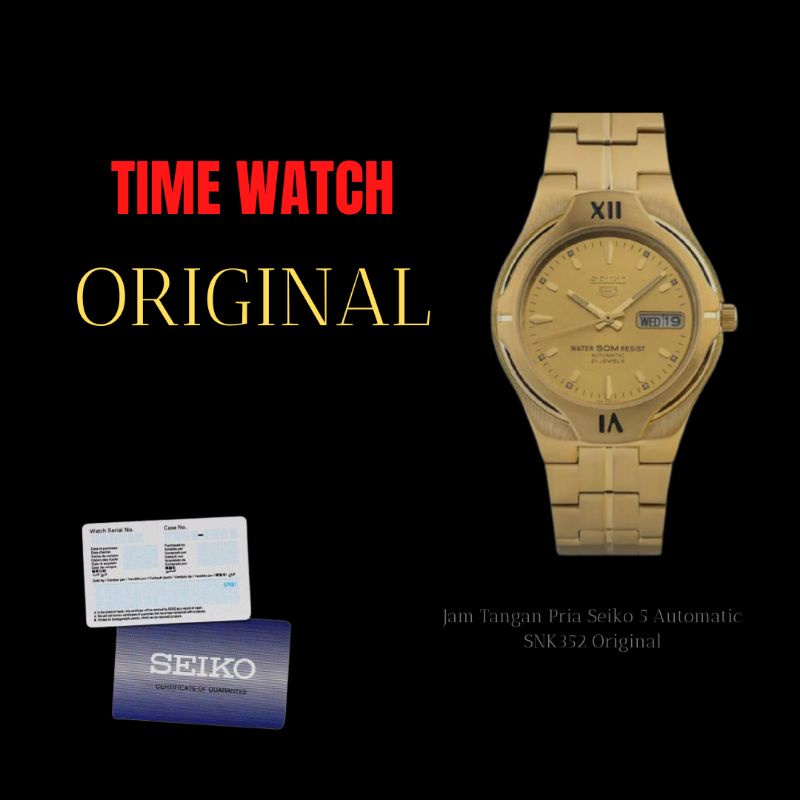 Jam Tangan Pria Seiko 5 SNK352 Automatic Full Gold Original