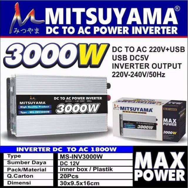 Power Inverter DC to AC 3000 Watt  Inverter Mitsuyama 3000W MS-INV3000