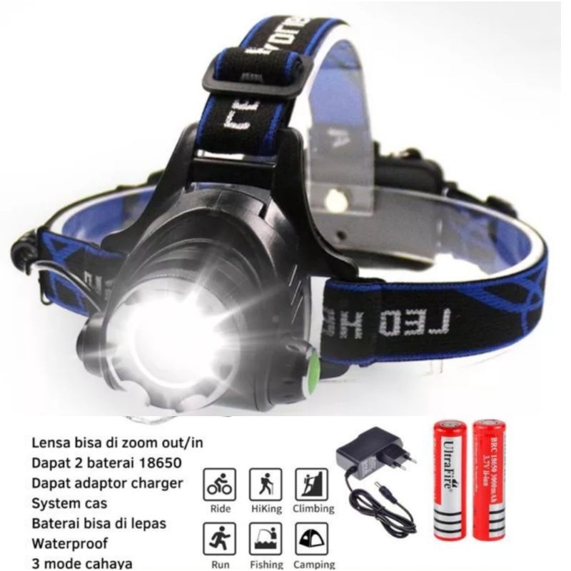 Senter Kepala LED Zoom Cas Head Lamp Led Cree XML T6 HD LD T11