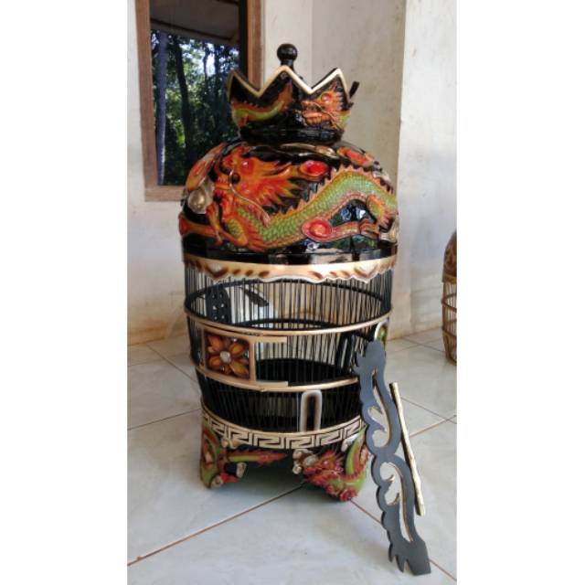 Sangkar burung perkutut ukir naga