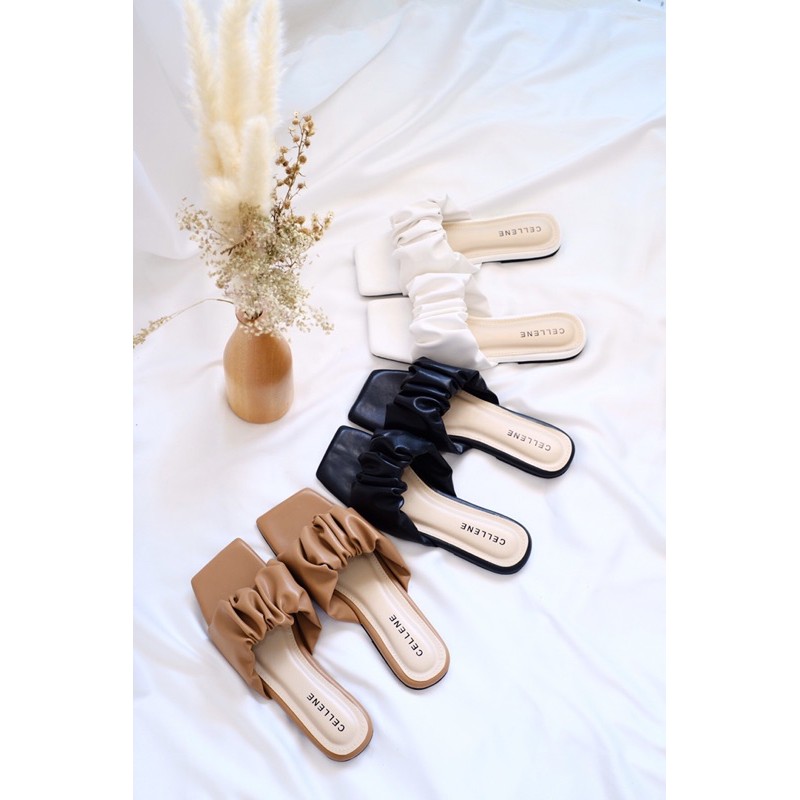 Cellene • PIXA Flat Sandal | Sandal Selop Kerut Wanita Teplek Harian