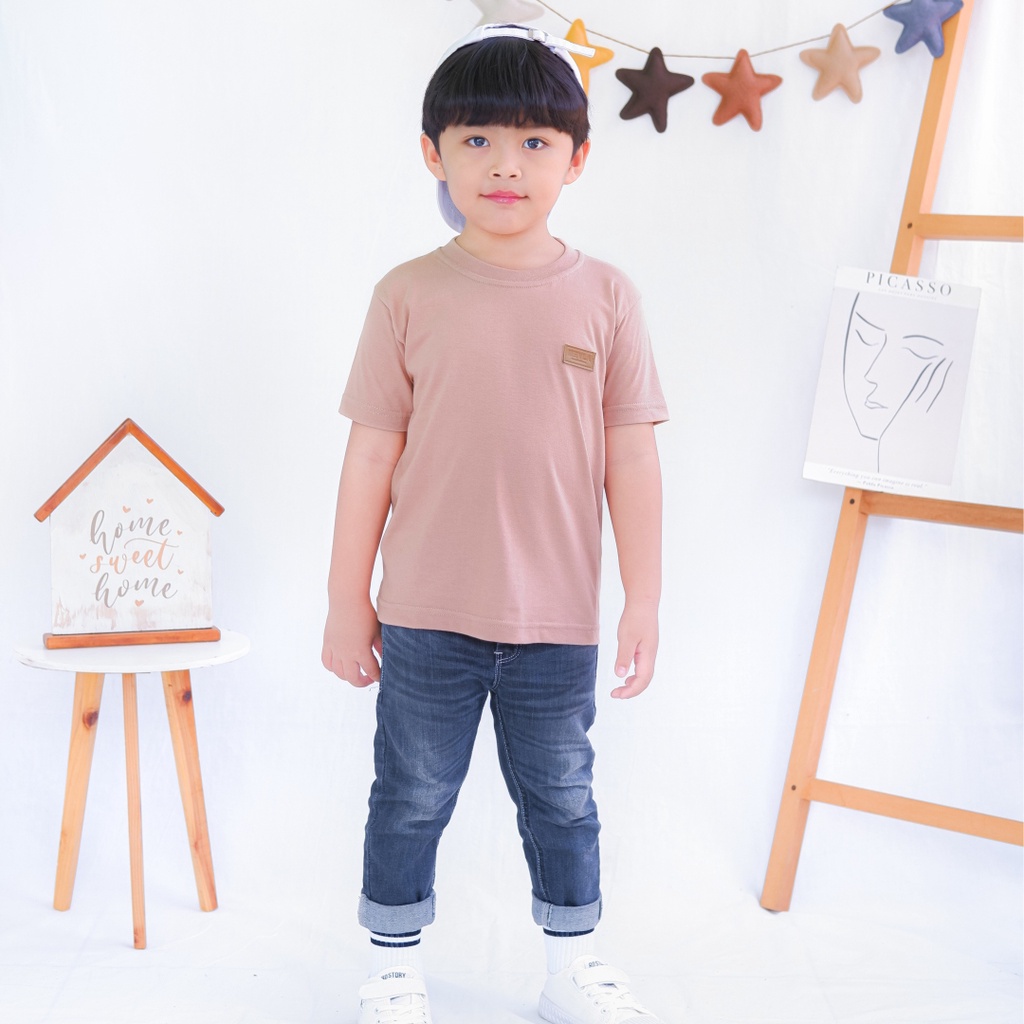 Kaos Polos Anak Laki Laki Perempuan Branded Premium Original | Mevla Kids - Kenzi Choco