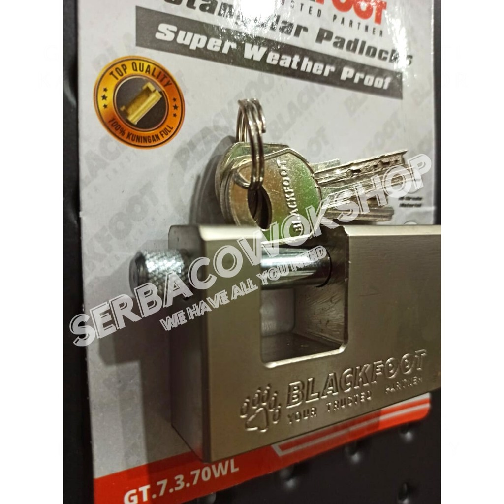 Blackfoot Gembok Kotak Putih 70 mm Stainless Steel Rectangular Padlock Anti Karat Anti Potong HD