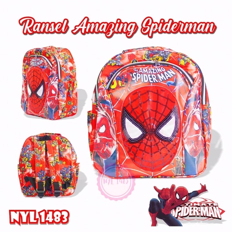 Tas ransel anak LED Spiderman tas sekolah anak TK SD PAUD tas ransel anak simple LED MUSIK spiderman