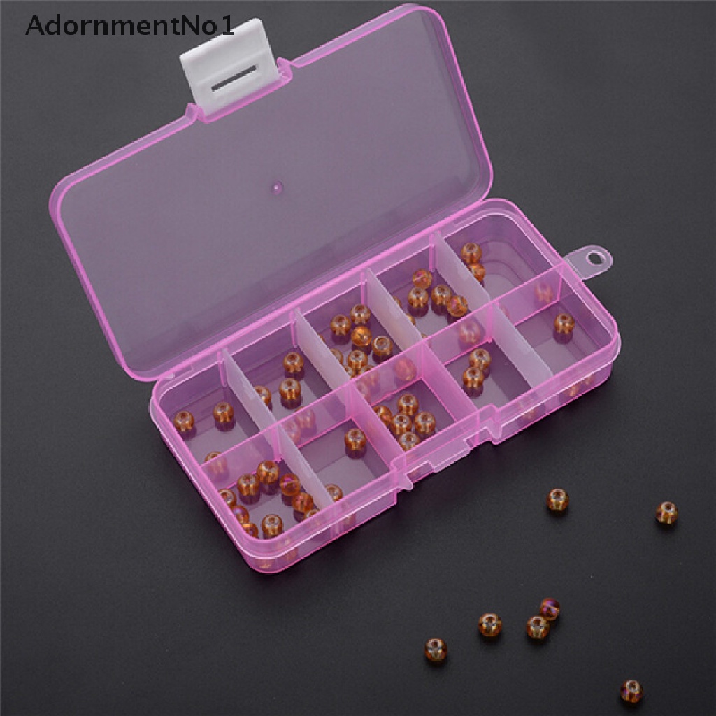 (AdornmentNo1) Kotak Penyimpanan / Organizer Perhiasan / Manik-Manik 10 Slot Adjustable Bahan Plastik