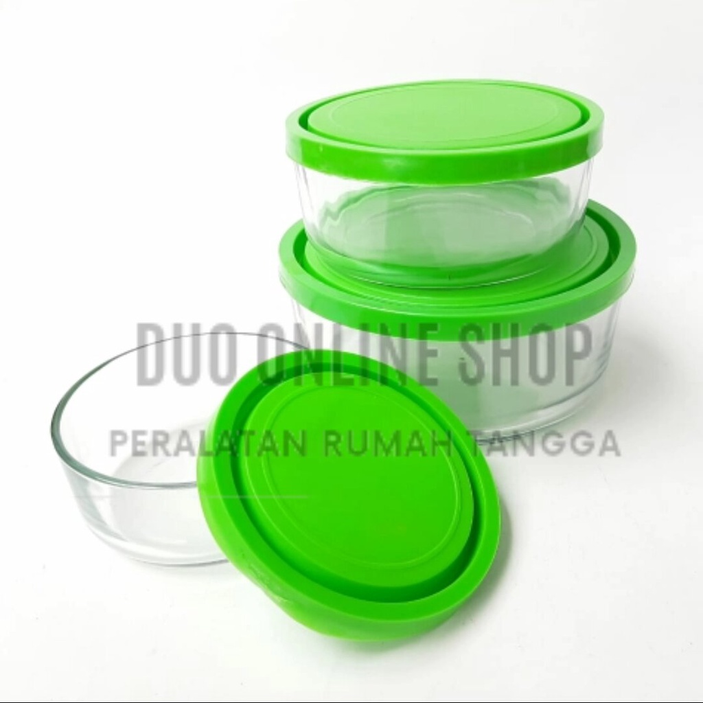 3set Bowl Enamel Mangkuk dengan tutup Warna Polos