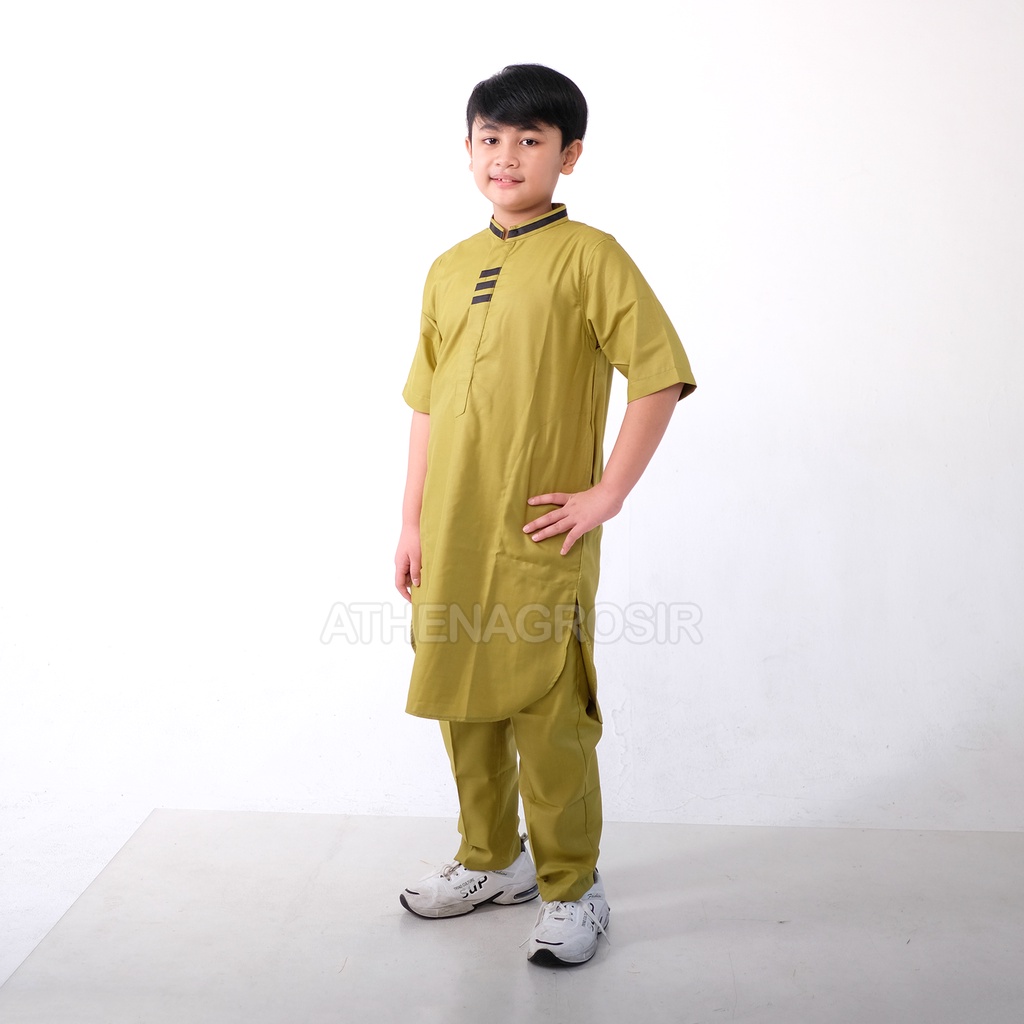 setelan koko turki anak laki laki muslim cowok ARCHI warna green army