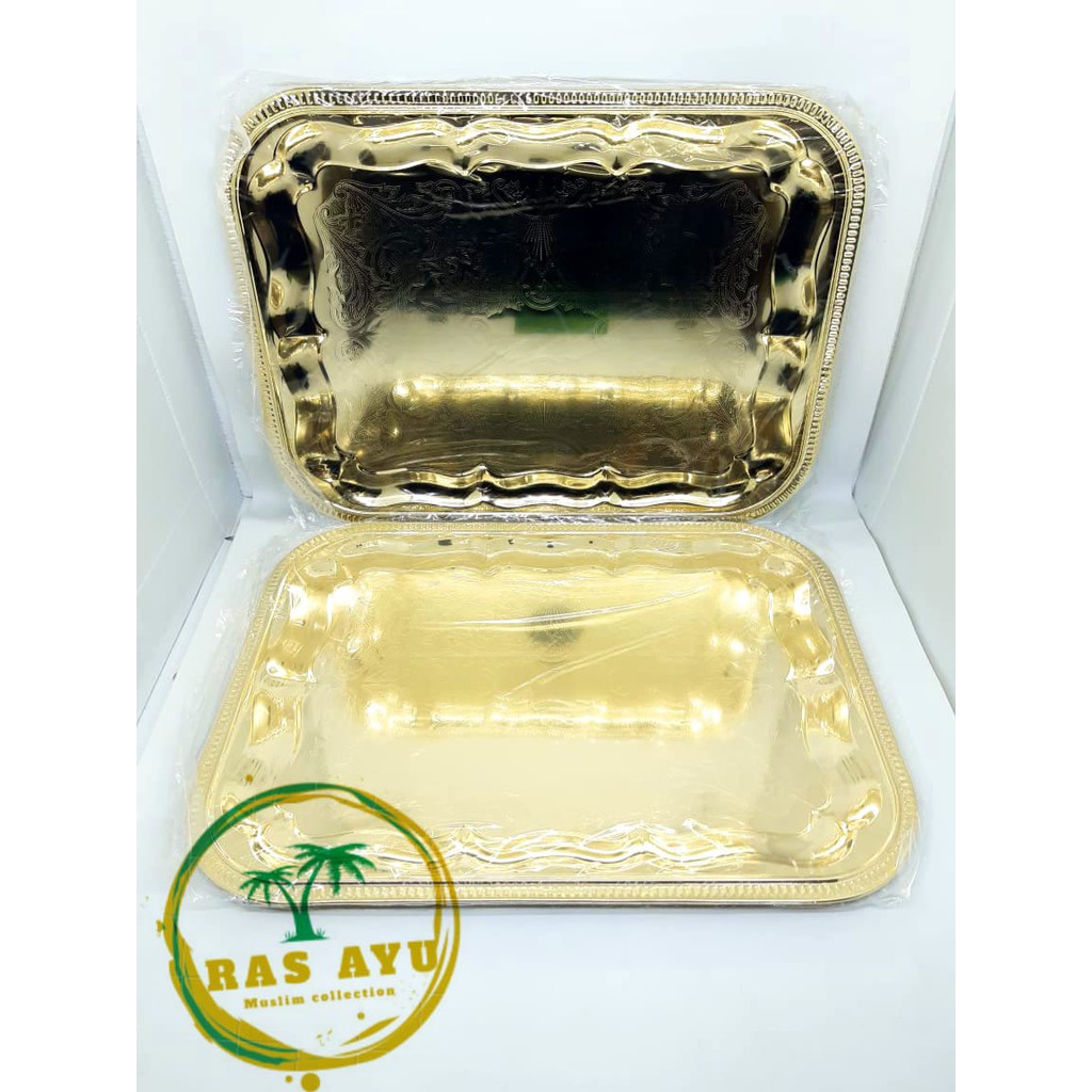 Nampan arab emas persegi besar / nampan murah / nampan stainless