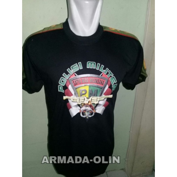 kaos kombinasi POLISI MILITER HITAM | KAOS DALAMAN DEWASA POM AD HITAM
